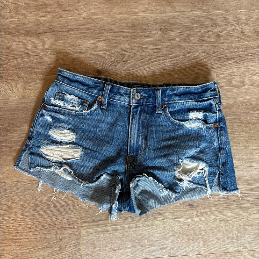 Abercrombie & Fitch Distressed Blue Denim Cutoff Shorts